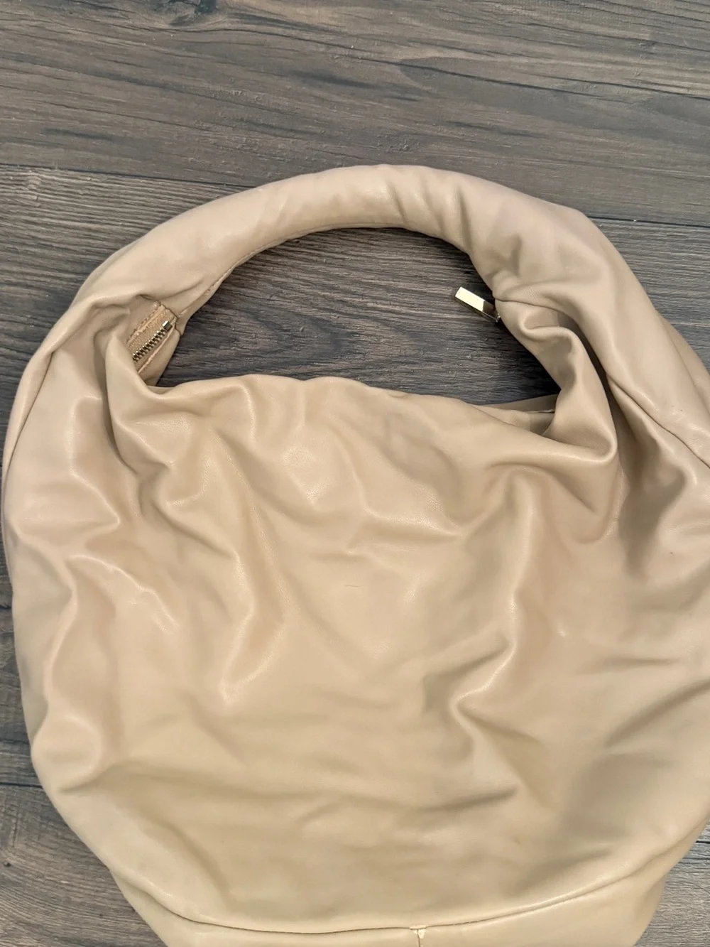 Leather Hobo Bag in Beige - Womens Bag